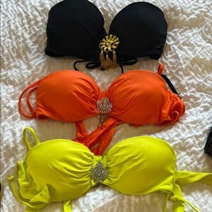 Bahimi- Set of 3 Bandeau Swim Tops in Black, Orange, Lime 🍋‍🟩 🍊